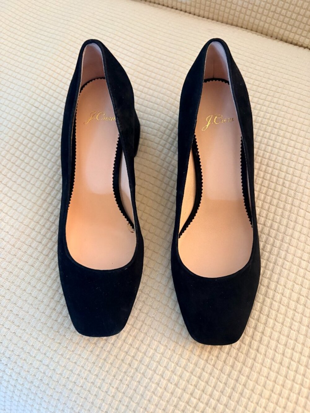 J Crew Black Square Toe Block Heels